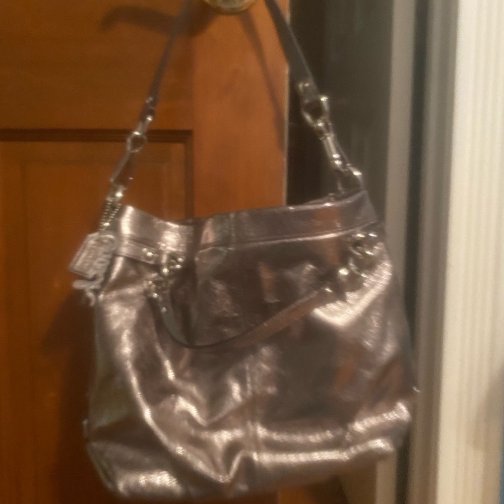 Coach leather pewter color purse